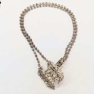 Vintage Clear Rhinestone Choker Necklace Front Closure